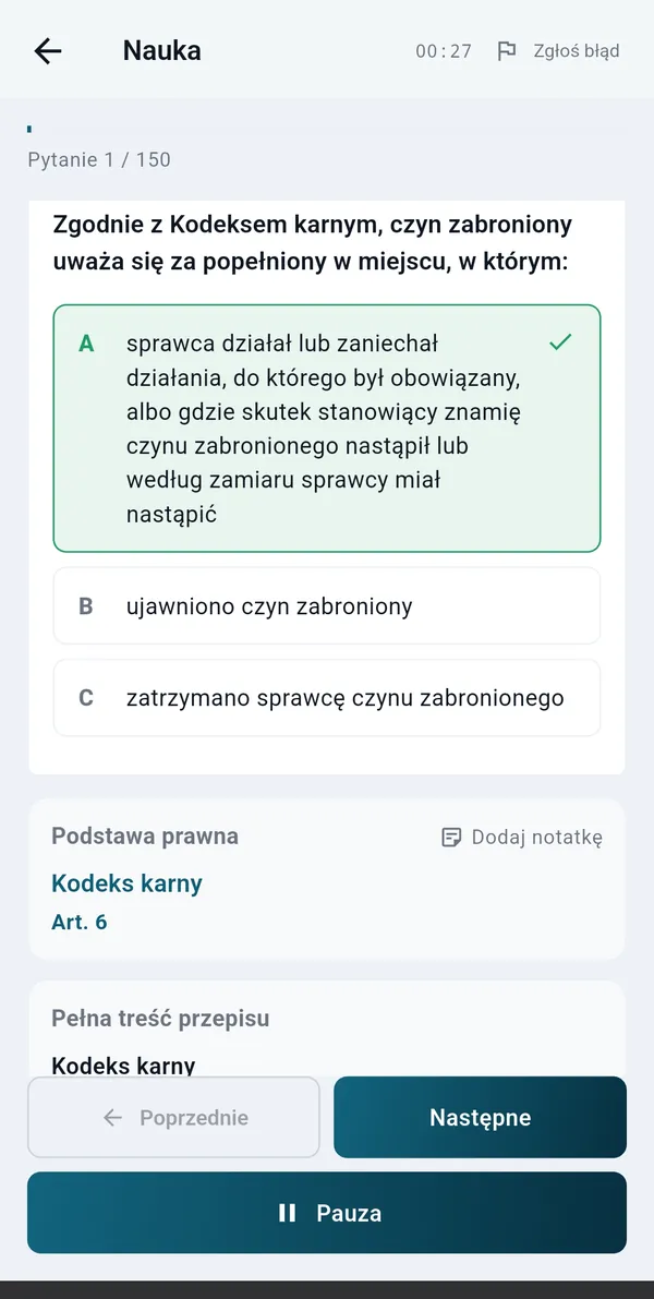 Tryb nauki: pytanie egzaminacyjne z odpowiedziami i podstawą prawną